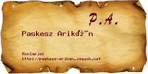 Paskesz Arikán névjegykártya